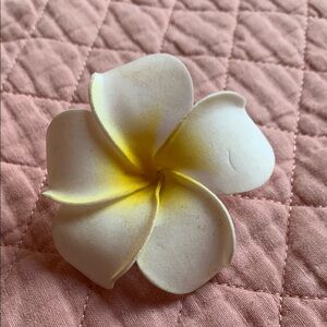 Elegant White and Yellow Hawaiian Flower Hair Clip